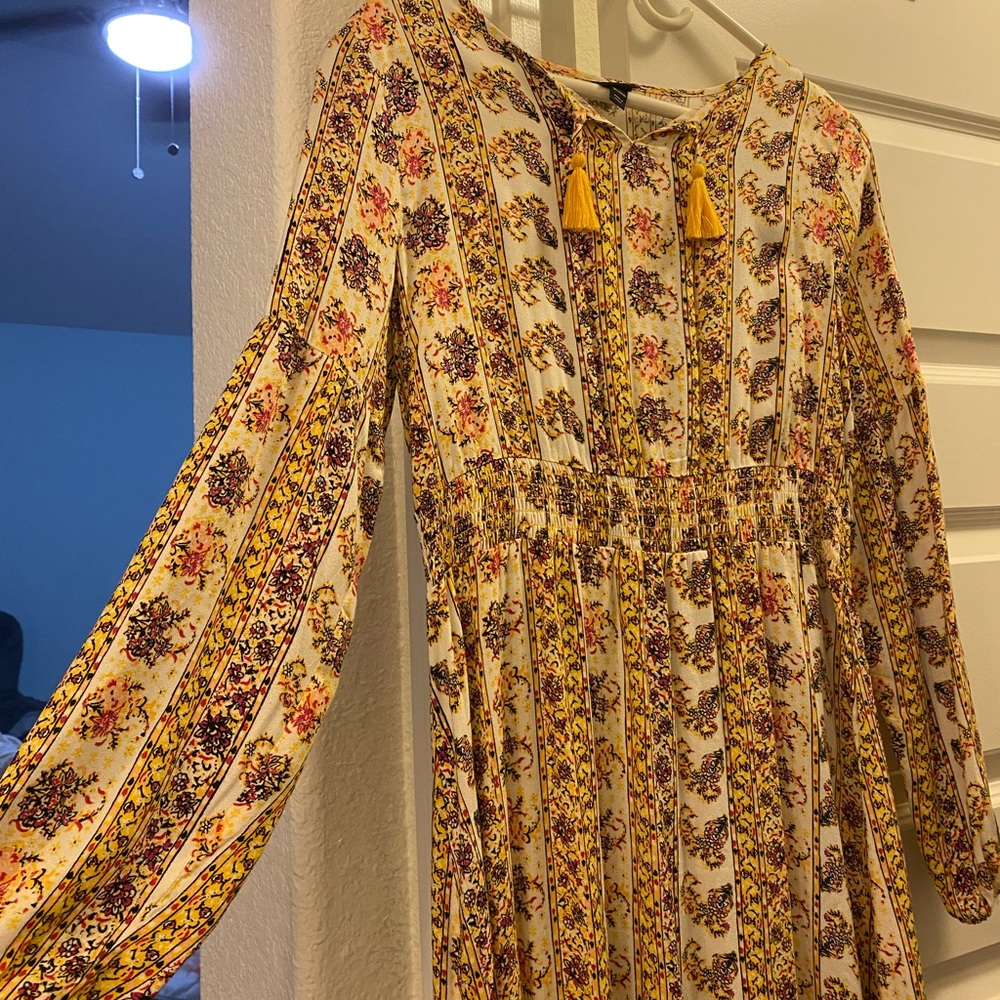 girls yellow floral half sleeved dress